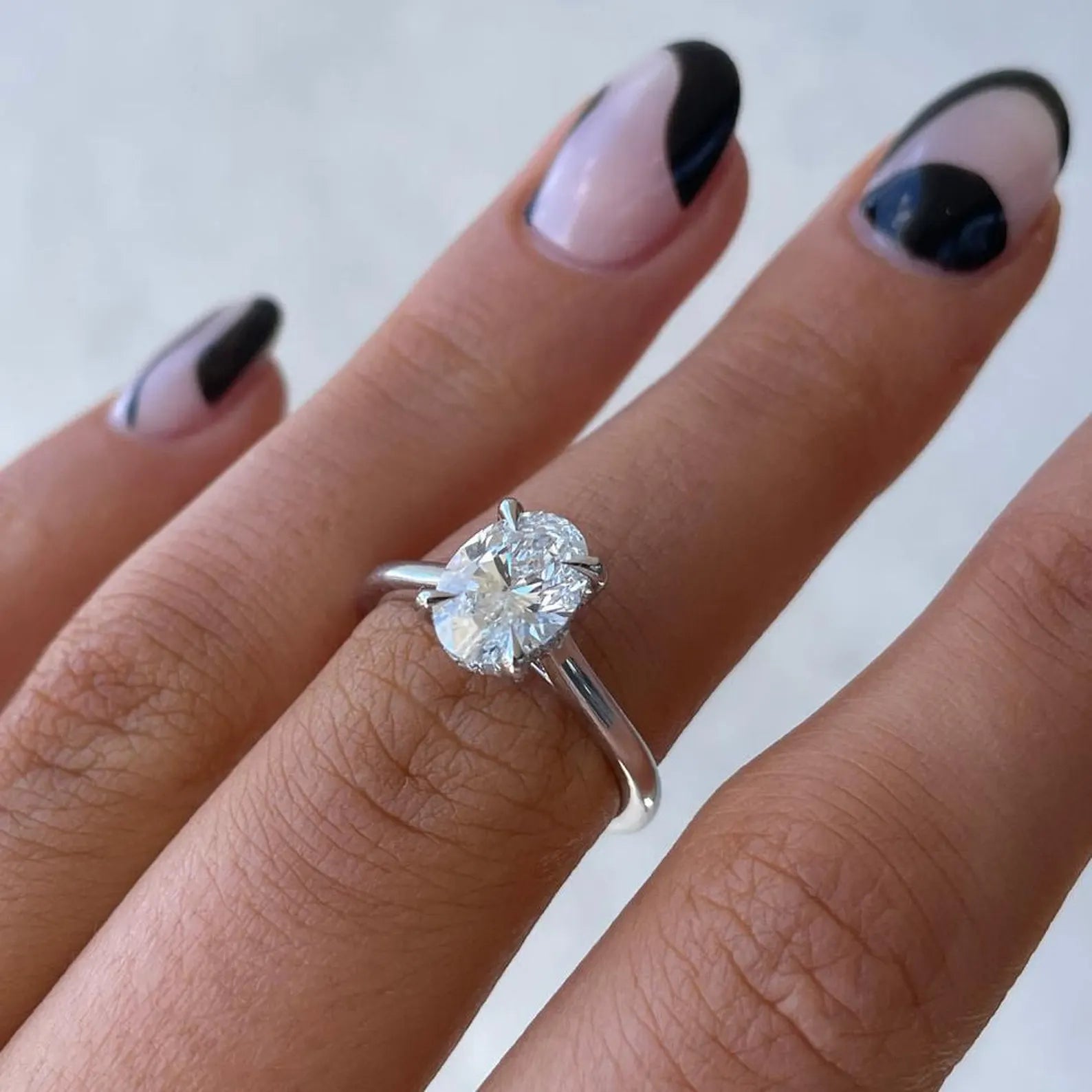 Oval 2.50tcw Lab Grown Diamond Cathedral Style with Hidden Halo Engagement ring, D-E-F Color, VVS-VS Clarity