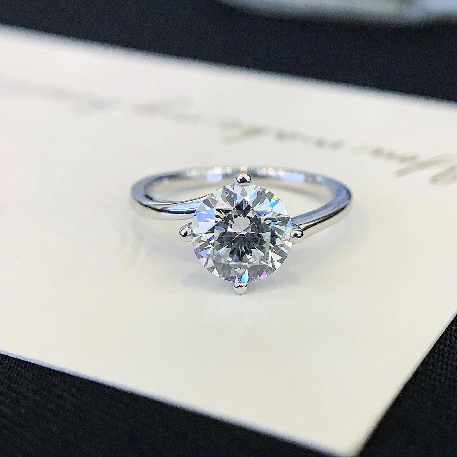 Round 2.00ct Lab Grown Diamond Solitaire Bypass Style Engagement Ring, D-E-F Color, VVS-VS Clarity - IGI Certified