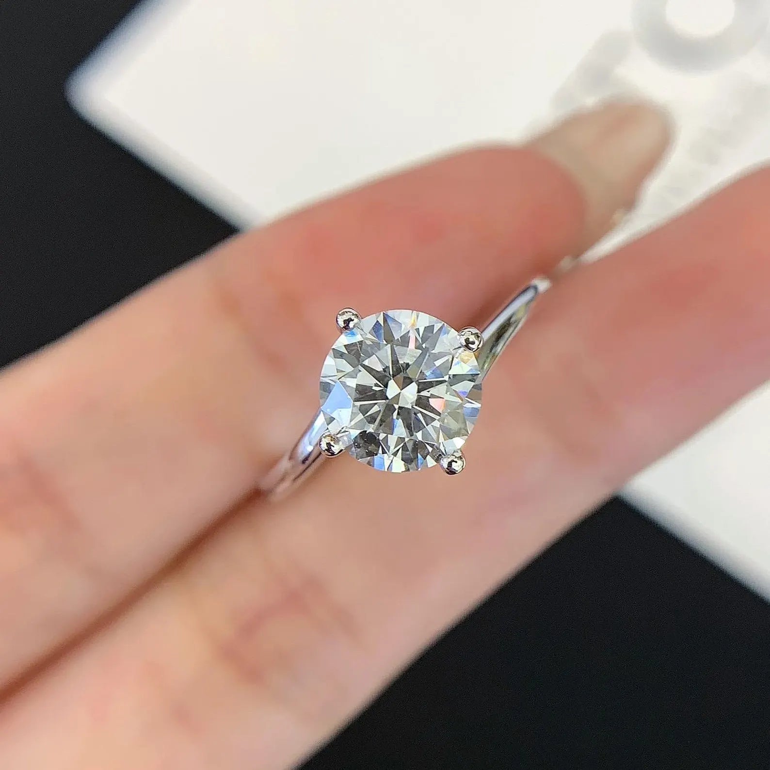 Round 2.00ct Lab Grown Diamond Solitaire Bypass Style Engagement Ring, D-E-F Color, VVS-VS Clarity - IGI Certified