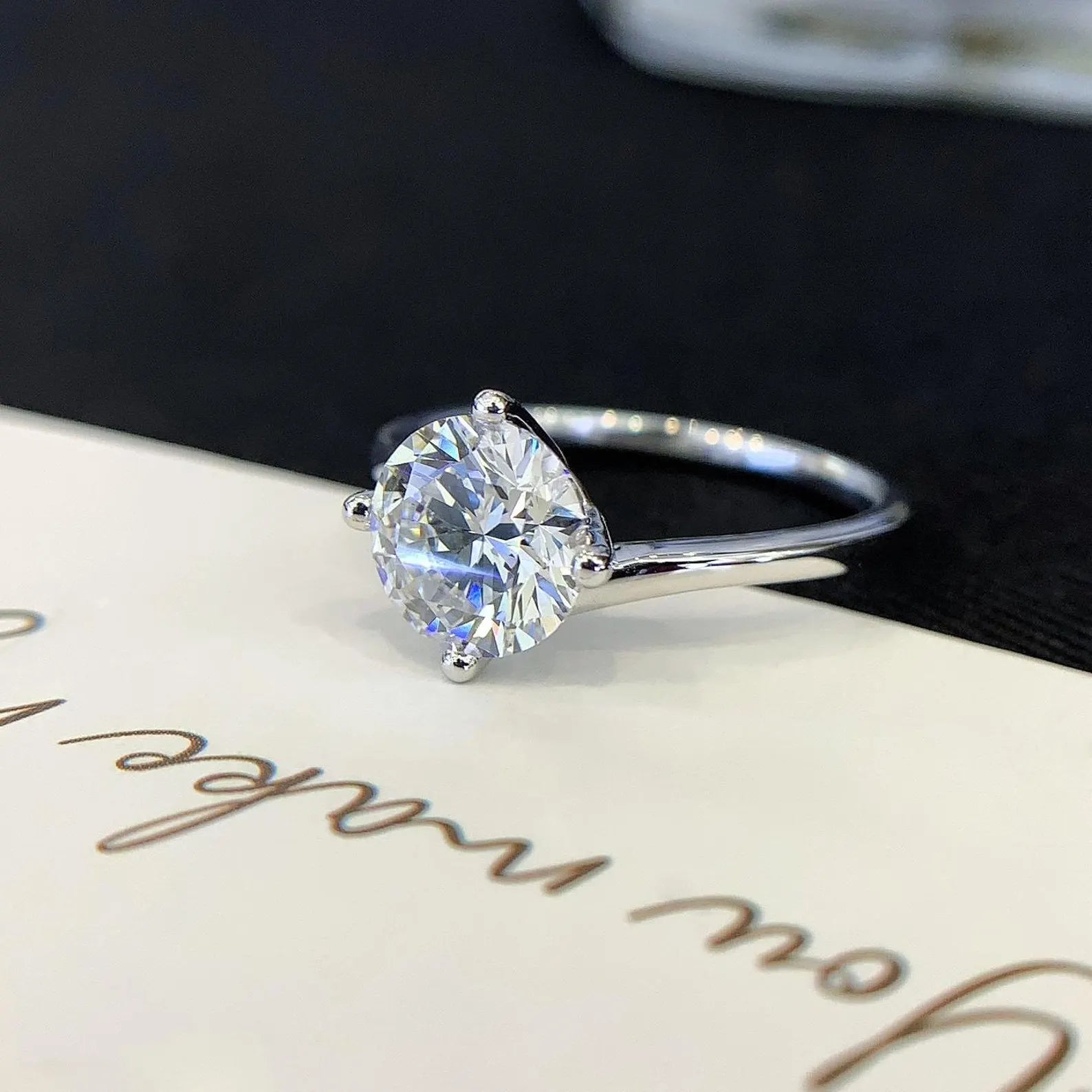Round 2.00ct Lab Grown Diamond Solitaire Bypass Style Engagement Ring, D-E-F Color, VVS-VS Clarity - IGI Certified