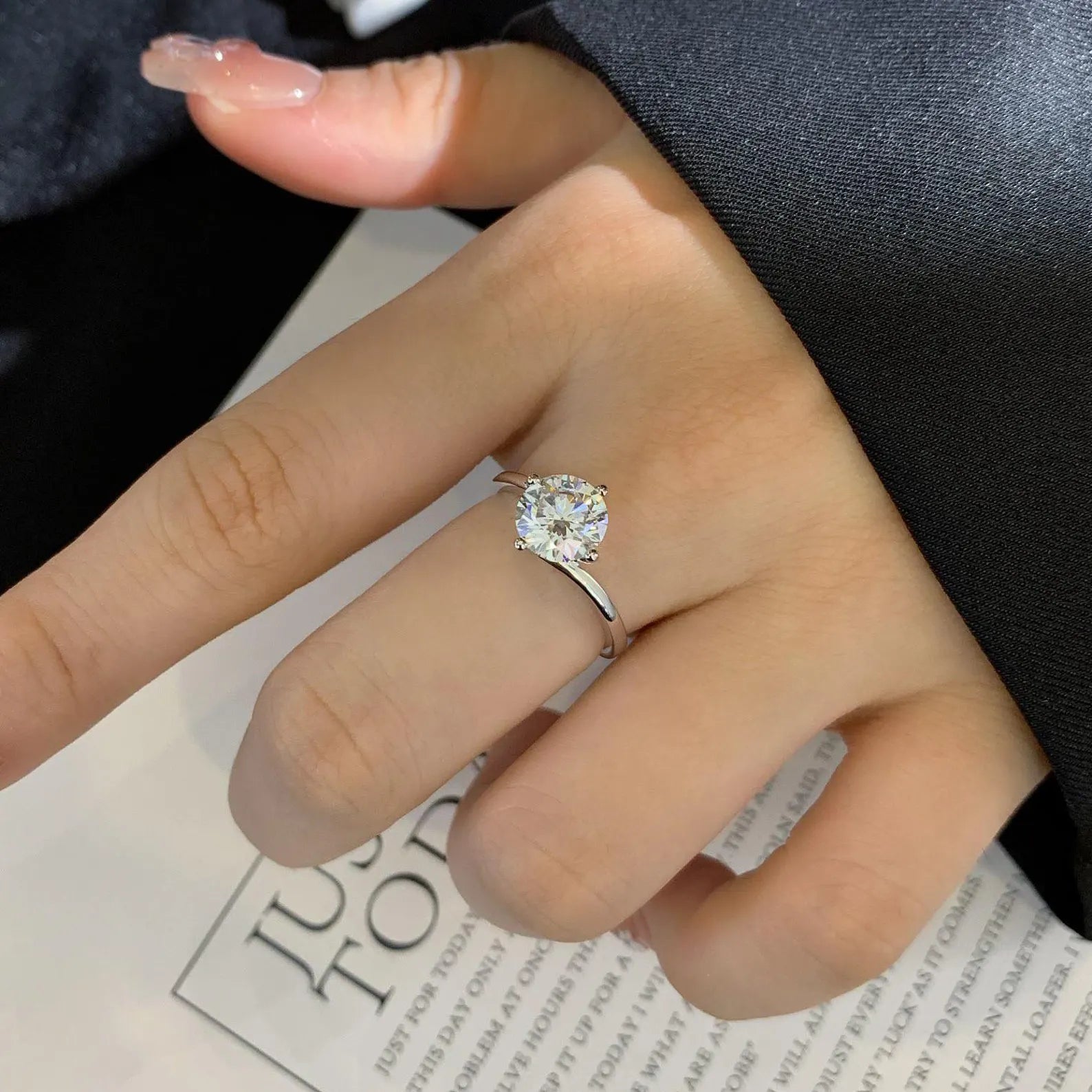 Round 2.00ct Lab Grown Diamond Solitaire Bypass Style Engagement Ring, D-E-F Color, VVS-VS Clarity - IGI Certified