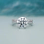 3.20tcw Round Lab Grown Diamond Ring Set, Solitaire Engagement with Band, VVS-VS Clarity, DEF Color