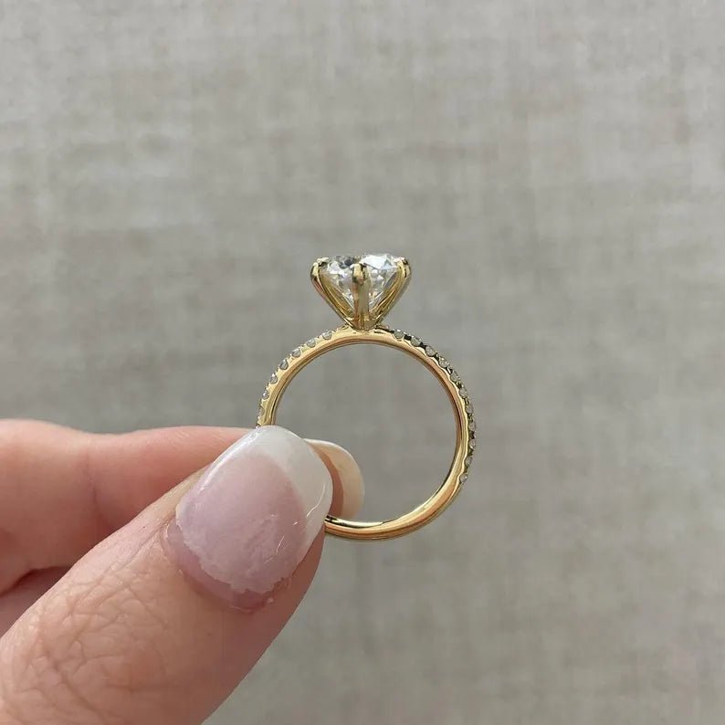 Round 2.50tcw Lab Grown Diamond Pave Anniversary gift Engagement ring, D-E-F Color, VVS-VS Clarity