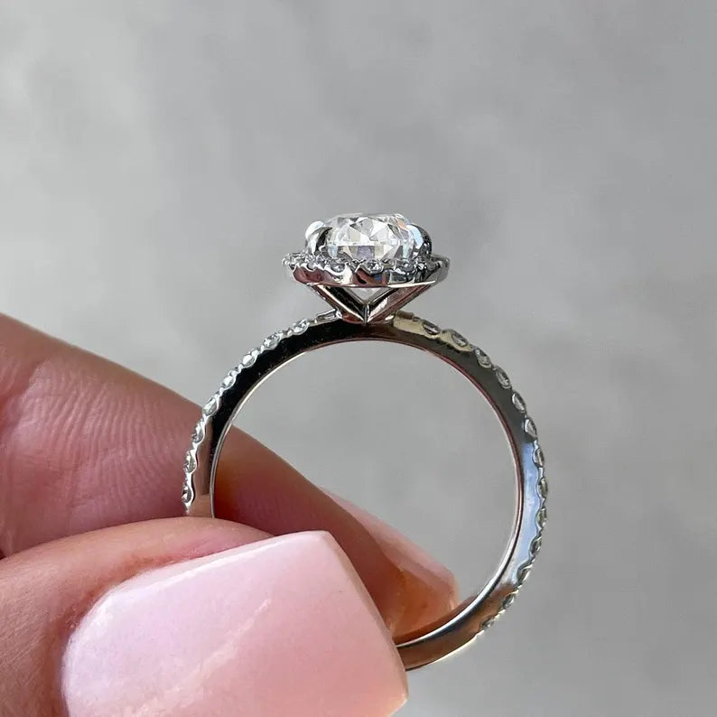 Oval 2.40tcw Lab Grown Diamond Halo Style Engagement ring, D-E-F Color, VVS-VS Clarity - IGI Certificate