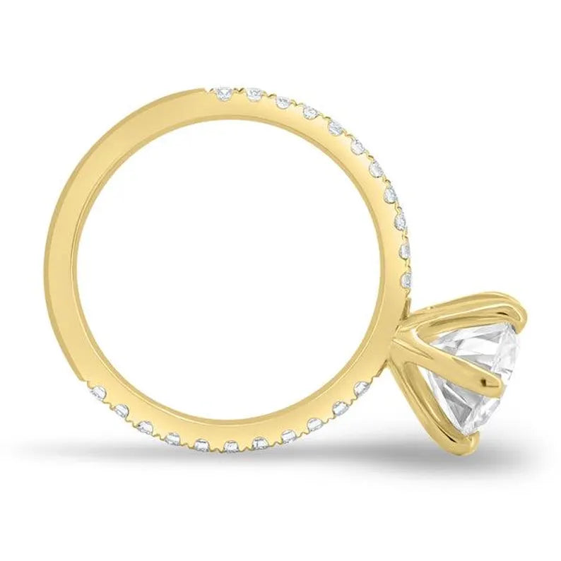 Round 2.50tcw Lab Grown Diamond Pave Anniversary gift Engagement ring, D-E-F Color, VVS-VS Clarity