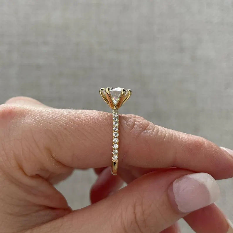 Round 2.50tcw Lab Grown Diamond Pave Anniversary gift Engagement ring, D-E-F Color, VVS-VS Clarity