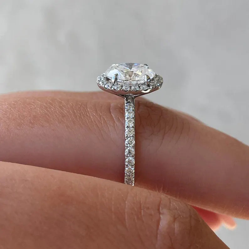 Oval 2.40tcw Lab Grown Diamond Halo Style Engagement ring, D-E-F Color, VVS-VS Clarity - IGI Certificate