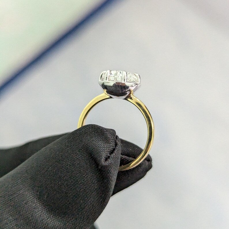 Pear 3.00ct Lab Grown Diamond Two Tone Engagement Ring, D-E-F Color, VVS-VS Clarity - IGI Certified
