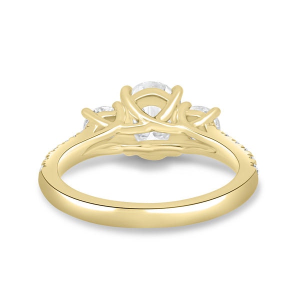 Oval 2.50tcw Lab Grown Diamond Side Stone Band Engagement Ring, D-E-F Color, VVS-VS Clarity