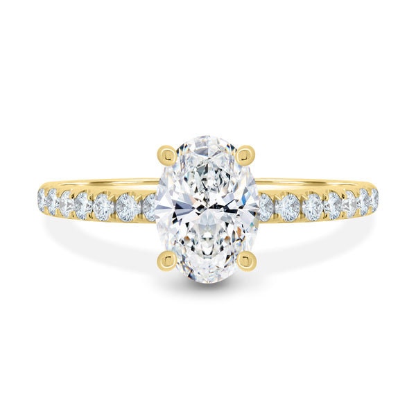 Oval 1.20tcw Lab Grown Diamond Pave Solitaire Engagement Ring, D-E-F Color, VVS-VS Clarity - IGI Certificate