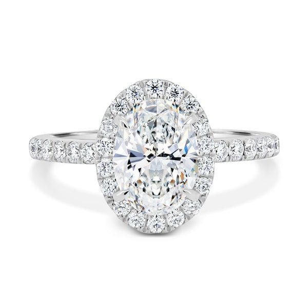 Oval 2.40tcw Lab Grown Diamond Halo Style Engagement ring, D-E-F Color, VVS-VS Clarity - IGI Certificate