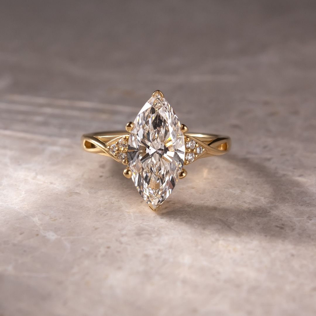 Marquise 3.60tcw Lab Grown Diamond Criss-Cross Band Engagement Ring, D-E-F Color, VVS-VS Clarity