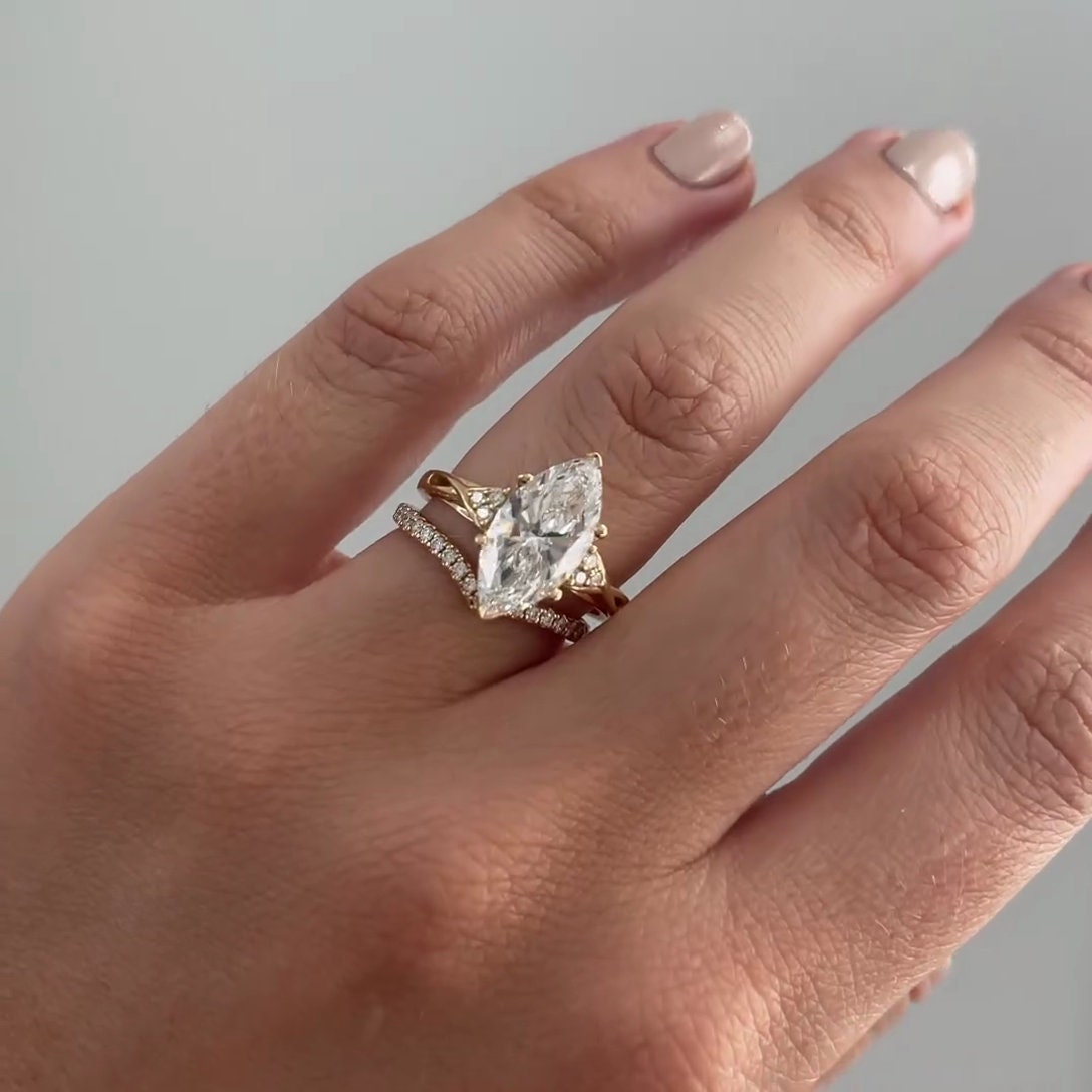 Marquise 3.60tcw Lab Grown Diamond Criss-Cross Band Engagement Ring, D-E-F Color, VVS-VS Clarity