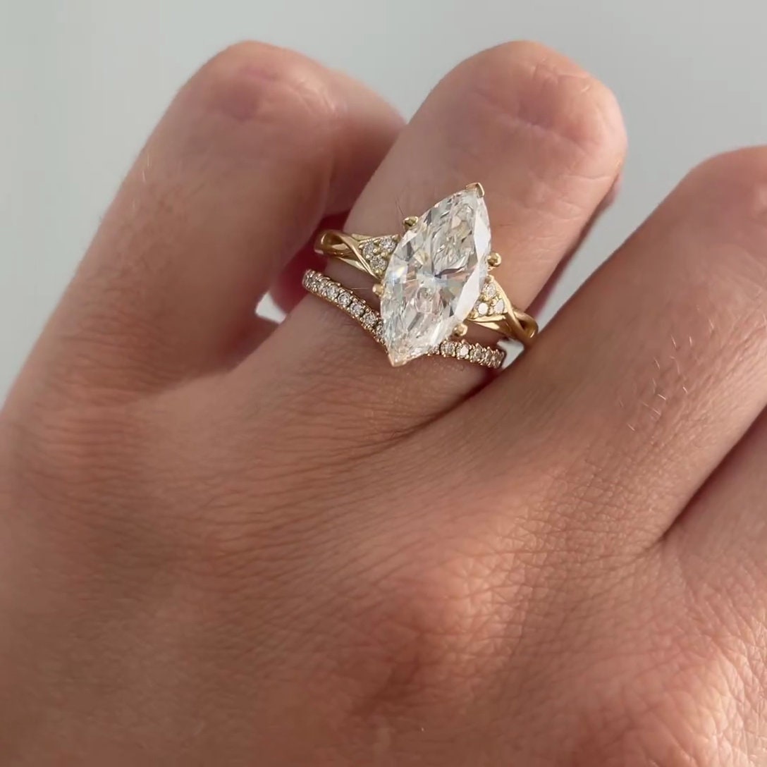 Marquise 3.60tcw Lab Grown Diamond Criss-Cross Band Engagement Ring, D-E-F Color, VVS-VS Clarity