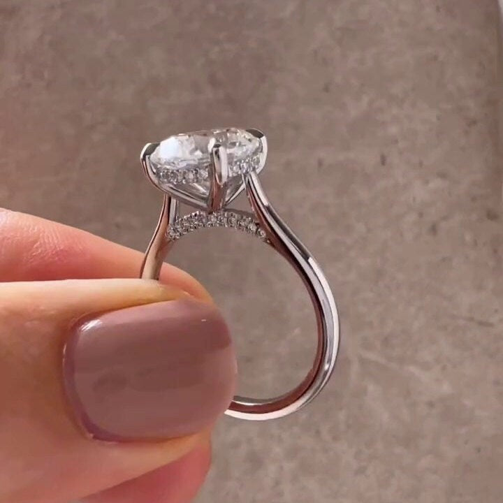 3.50ctw Round Lab Grown Diamond Hidden Halo Engagement Ring | IGI Certified | VVS-VS Clarity | D-E-F Color