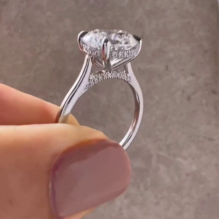 3.50ctw Round Lab Grown Diamond Hidden Halo Engagement Ring | IGI Certified | VVS-VS Clarity | D-E-F Color