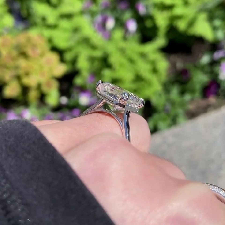 Asscher 3.00ct Lab Grown Diamond Solitaire Cathedral Engagement Ring, D-E-F Color, VVS-VS Clarity - IGI Certificate