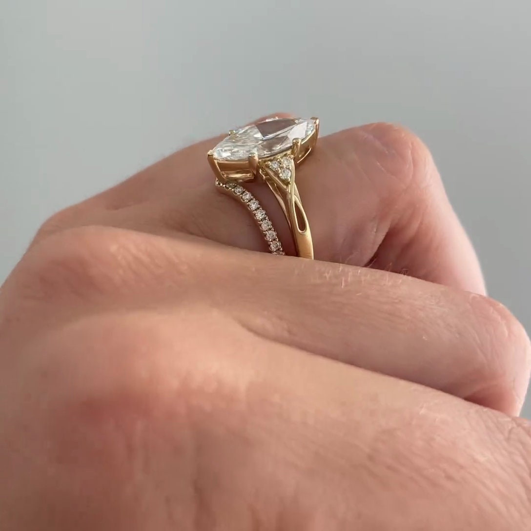 Marquise 3.60tcw Lab Grown Diamond Criss-Cross Band Engagement Ring, D-E-F Color, VVS-VS Clarity