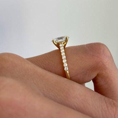 Oval 1.20tcw Lab Grown Diamond Pave Solitaire Engagement Ring, D-E-F Color, VVS-VS Clarity - IGI Certificate
