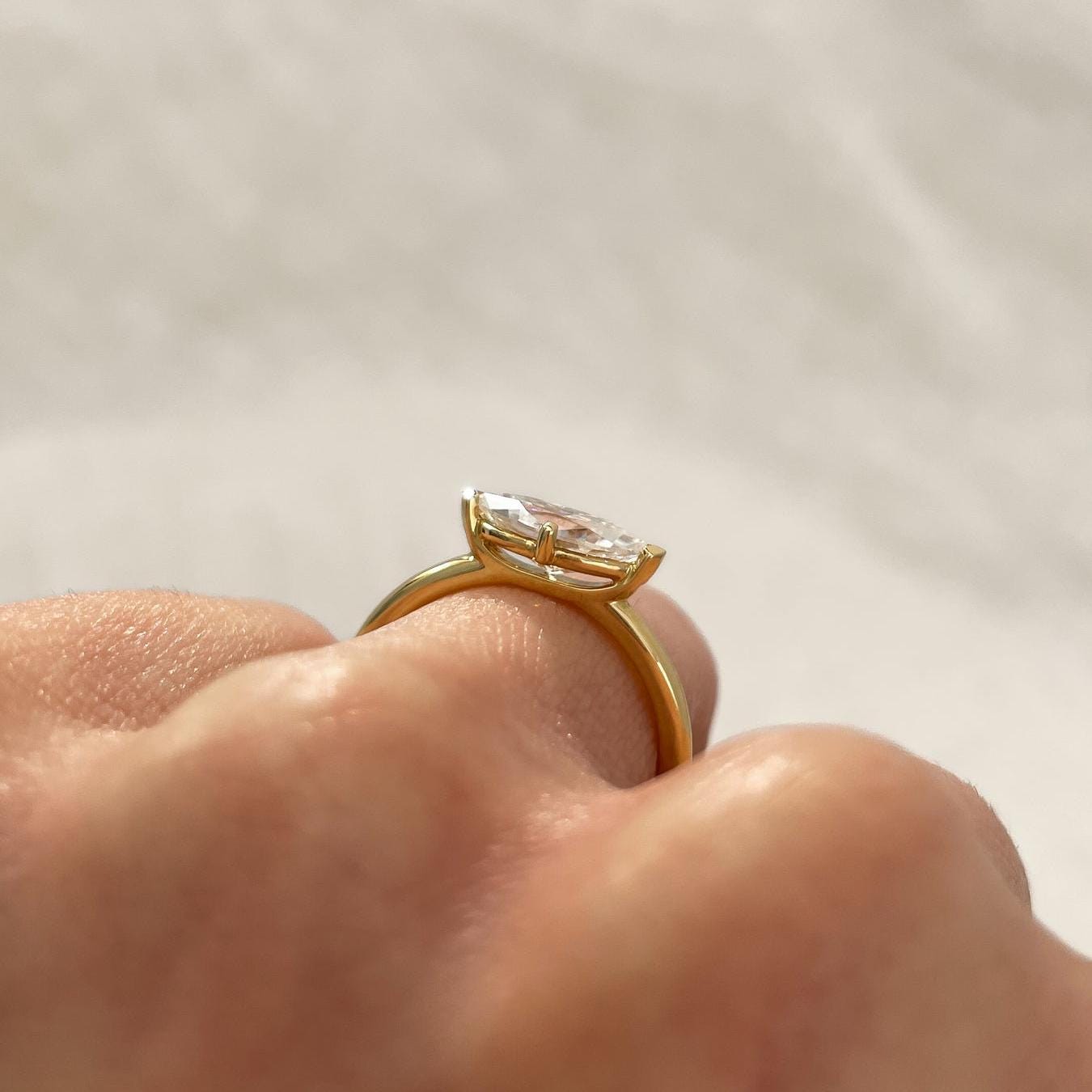 Marquise 1.50ct Lab Grown Diamond East-West Solitaire Engagement Ring, D-E-F Color, VVS-VS Clarity