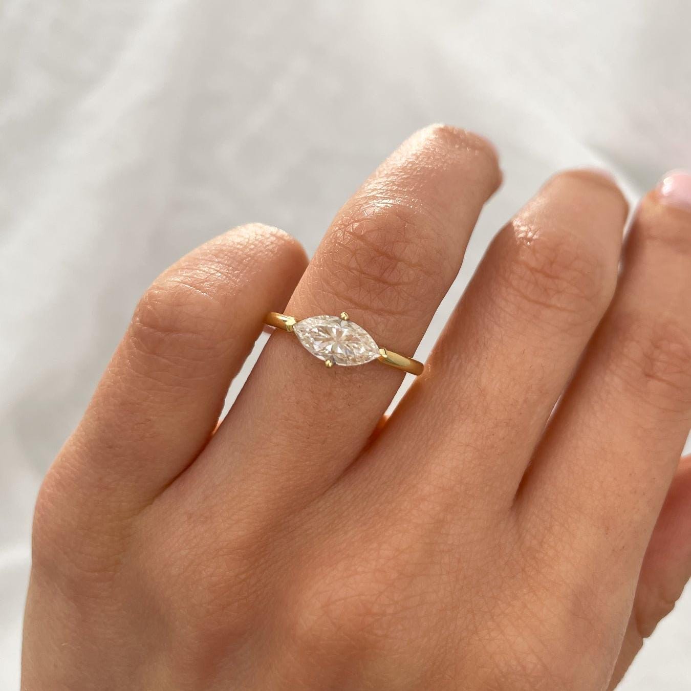 Marquise 1.50ct Lab Grown Diamond East-West Solitaire Engagement Ring, D-E-F Color, VVS-VS Clarity