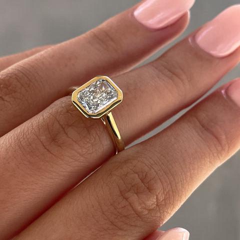 Radiant 2.50ct Lab Grown Diamond Solitaire Bezel-set Engagement Ring, D-E-F Color, VVS-VS Clarity