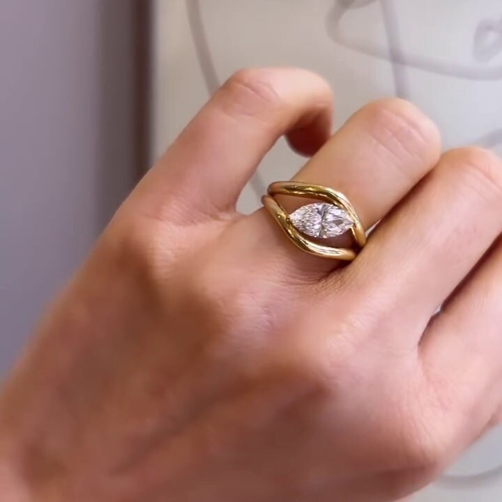 Marquise Lab Grown Diamond Engagement Ring, EF Color, VS