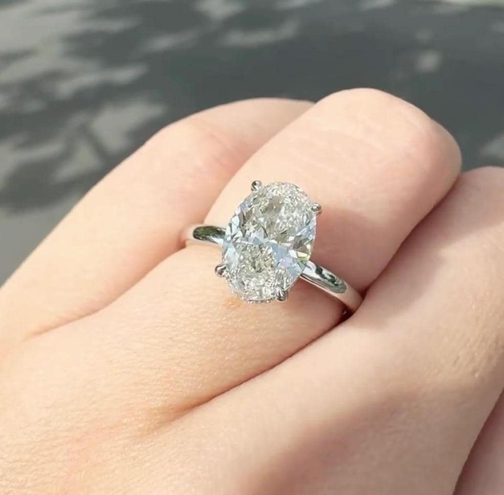 Oval 2.20tcw Lab Grown Diamond Hidden Halo Engagement Ring, D-E-F Color, VVS-VS Clarity