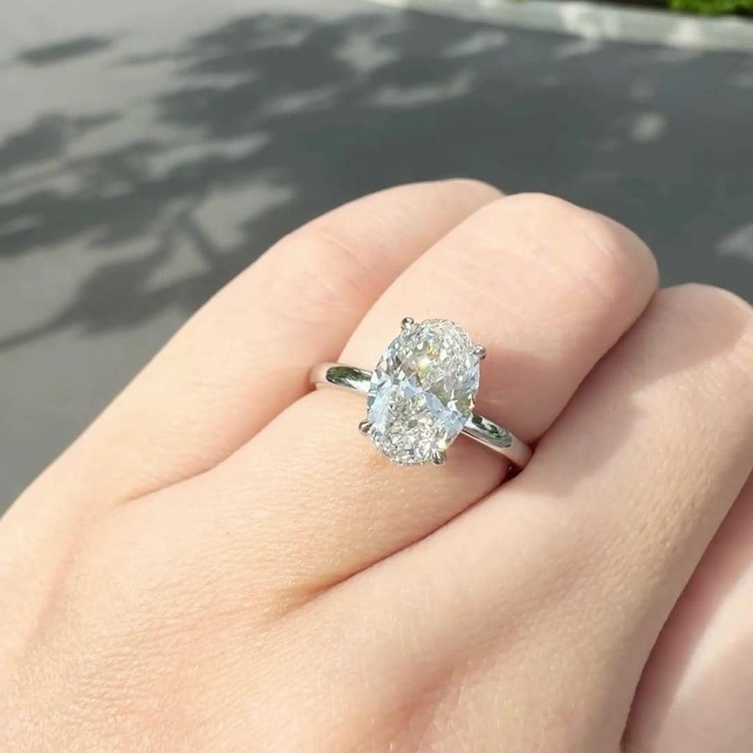 Oval 2.20tcw Lab Grown Diamond Hidden Halo Engagement Ring, D-E-F Color, VVS-VS Clarity