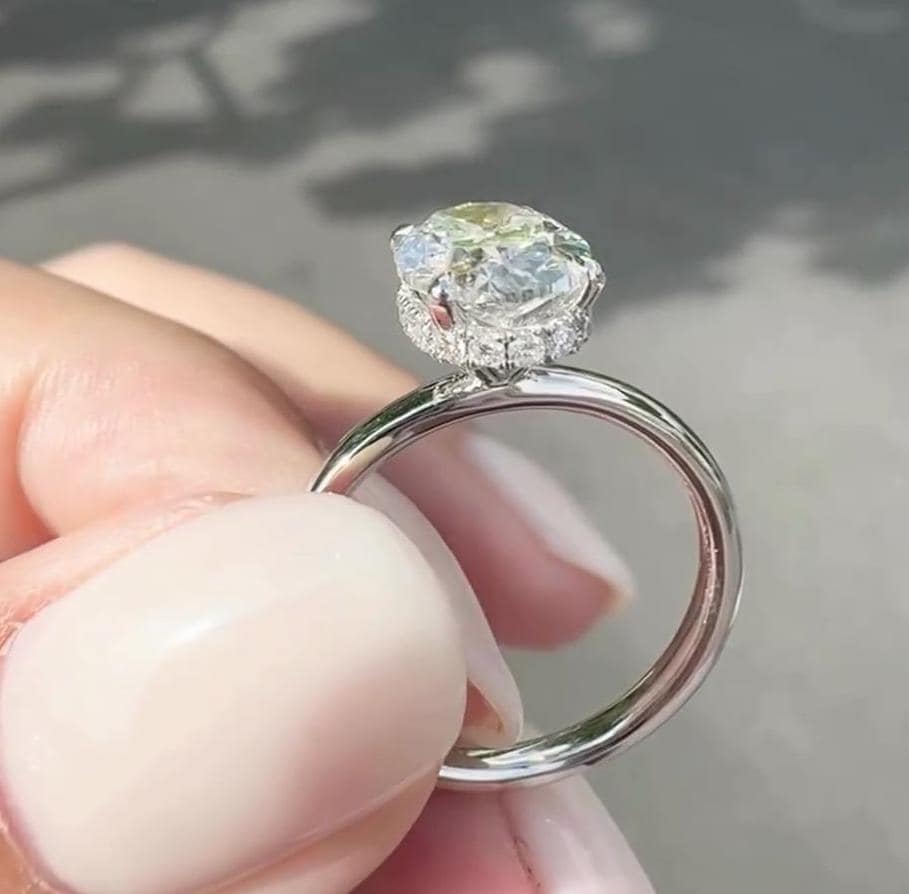 Oval 2.20tcw Lab Grown Diamond Hidden Halo Engagement Ring, D-E-F Color, VVS-VS Clarity