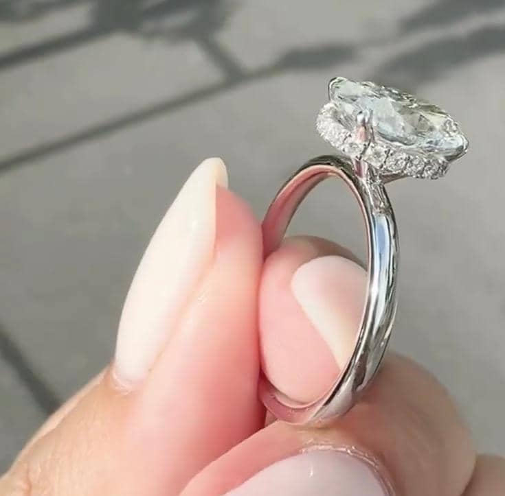 Oval 2.20tcw Lab Grown Diamond Hidden Halo Engagement Ring, D-E-F Color, VVS-VS Clarity