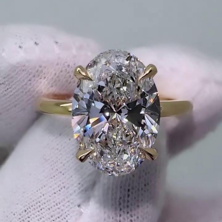 Oval 2.70tcw Lab Grown Diamond Hidden Halo Engagement Ring, D-E-F Color, VVS-VS Clarity - IGI Certified
