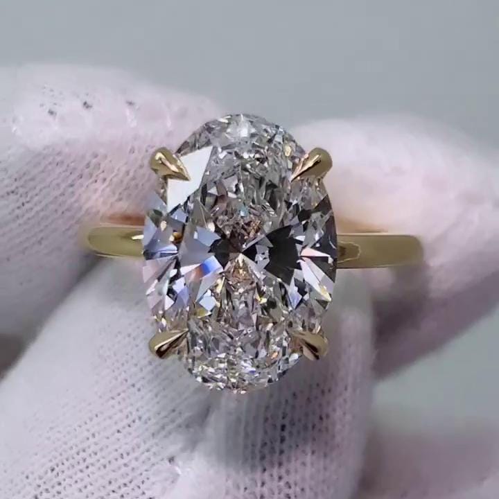 Oval 2.70tcw Lab Grown Diamond Hidden Halo Engagement Ring, D-E-F Color, VVS-VS Clarity - IGI Certified