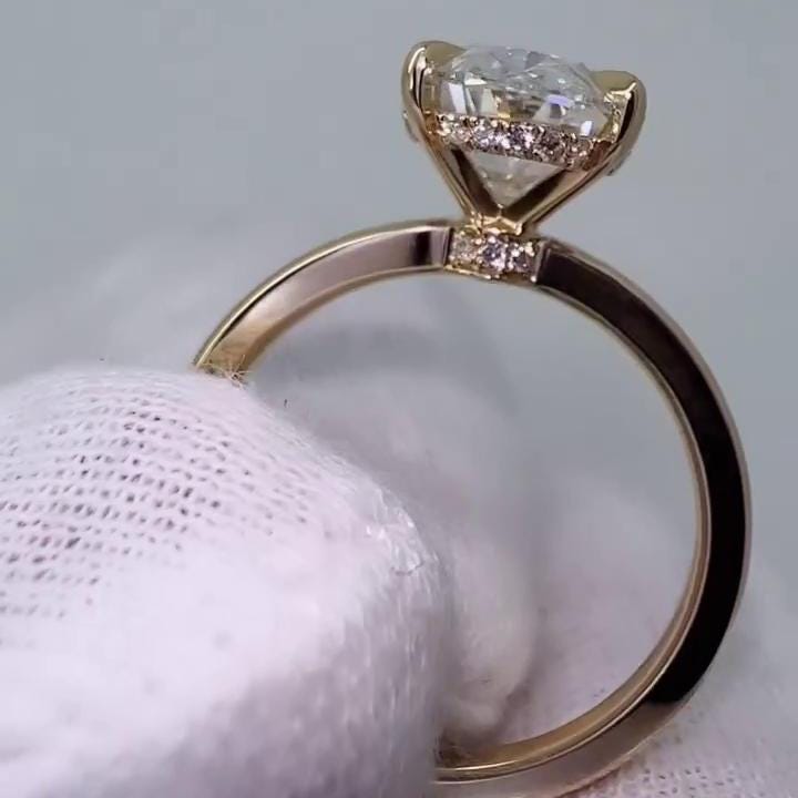 Oval 2.70tcw Lab Grown Diamond Hidden Halo Engagement Ring, D-E-F Color, VVS-VS Clarity - IGI Certified