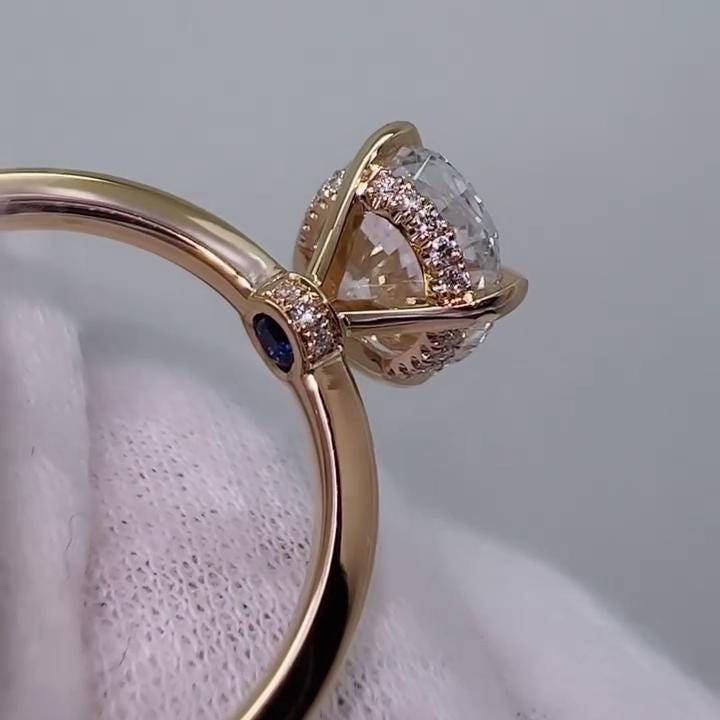 Oval 2.70tcw Lab Grown Diamond Hidden Halo Engagement Ring, D-E-F Color, VVS-VS Clarity - IGI Certified