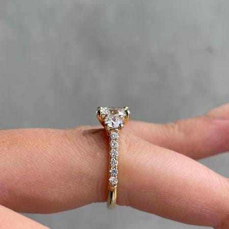 Oval 2.50tcw Lab Grown Diamond Side Stone Band Engagement Ring, D-E-F Color, VVS-VS Clarity