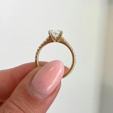 Oval 1.20tcw Lab Grown Diamond Pave Solitaire Engagement Ring, D-E-F Color, VVS-VS Clarity - IGI Certificate