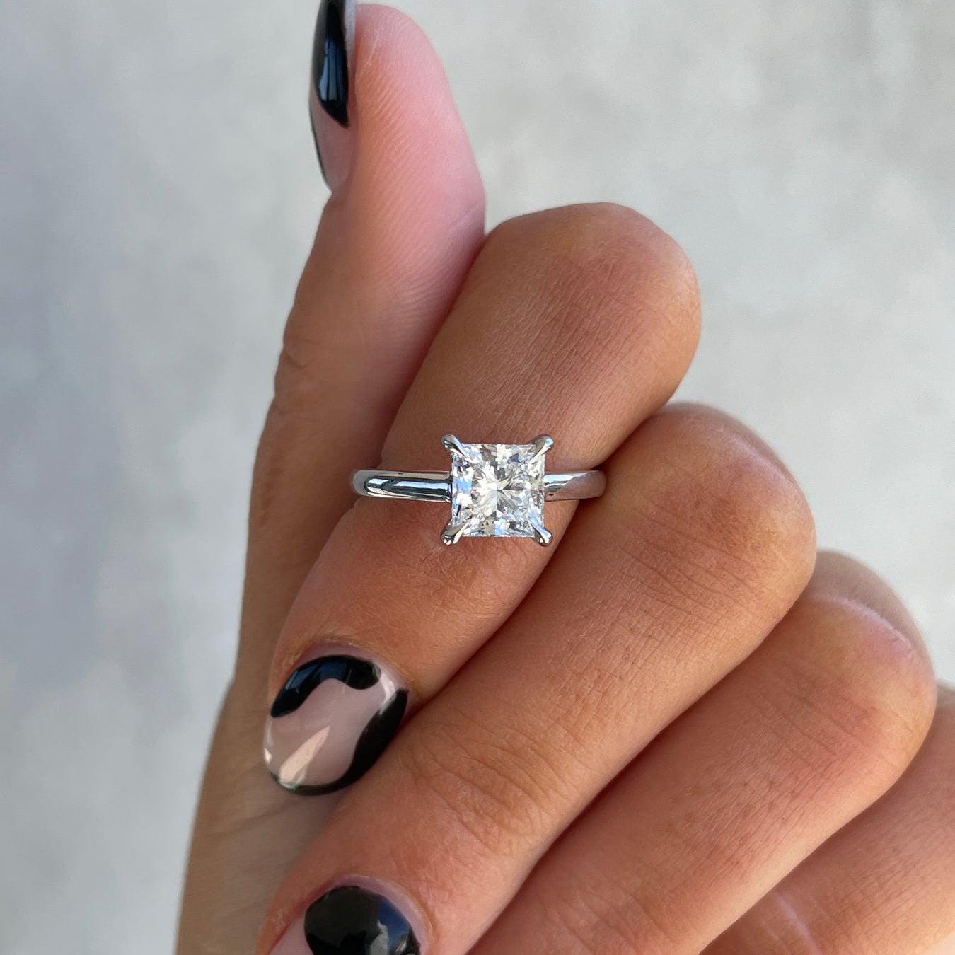 Princess 1.50ct Lab Grown Diamond Solitaire Engagement Ring, D-E-F Color, VVS-VS Clarity - IGI Certificate