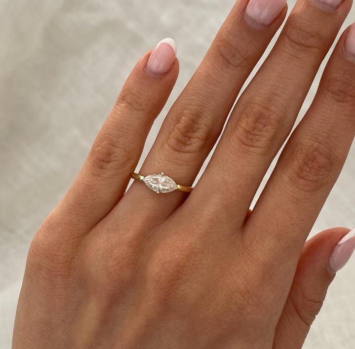 Marquise 1.50ct Lab Grown Diamond East-West Solitaire Engagement Ring, D-E-F Color, VVS-VS Clarity