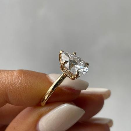Pear 2.30tcw Lab Grown Diamond Solitaire Hidden Halo Engagement Ring, D-E-F Color, VVS-VS Clarity