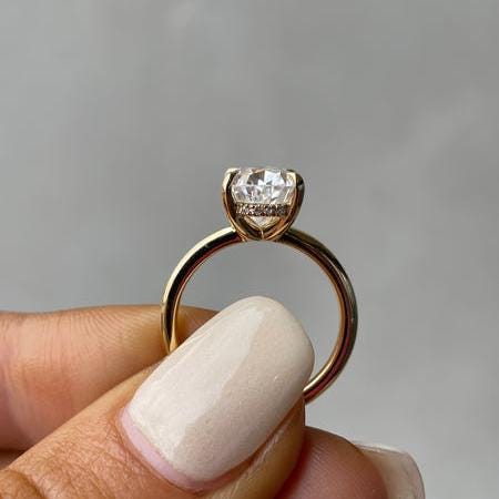 Pear 2.30tcw Lab Grown Diamond Solitaire Hidden Halo Engagement Ring, D-E-F Color, VVS-VS Clarity