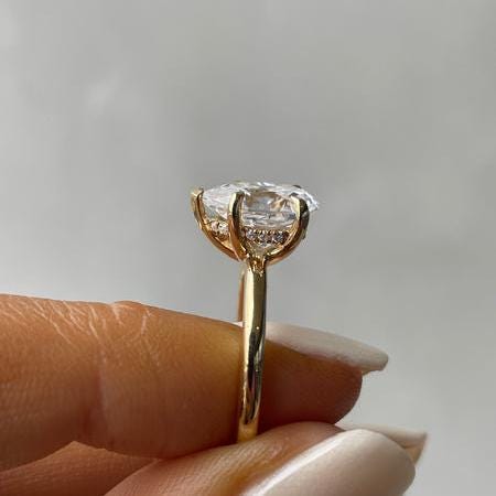 Pear 2.30tcw Lab Grown Diamond Solitaire Hidden Halo Engagement Ring, D-E-F Color, VVS-VS Clarity