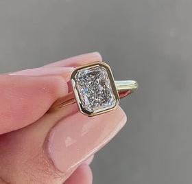 Radiant 2.50ct Lab Grown Diamond Solitaire Bezel-set Engagement Ring, D-E-F Color, VVS-VS Clarity
