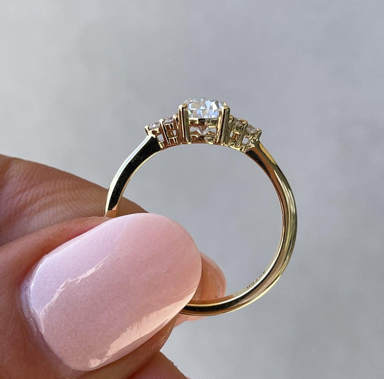 Pear 1.30tcw Lab Grown Diamond Accent Stones Engagement Ring, D-E-F Color, VVS-VS Clarity