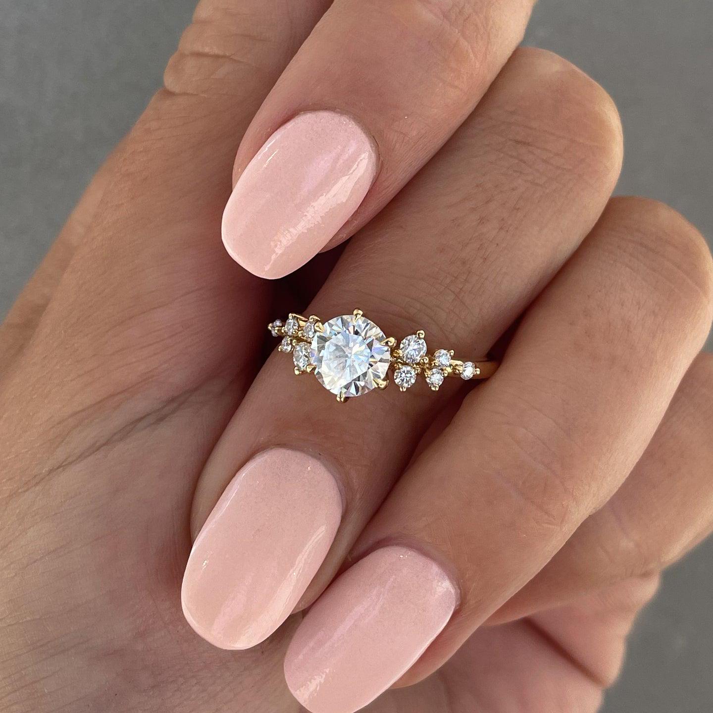 Round 2.20tcw Lab Grown Diamond Three Stone Diamond Solitaire Engagement ring, D-E-F Color, VVS-VS Clarity