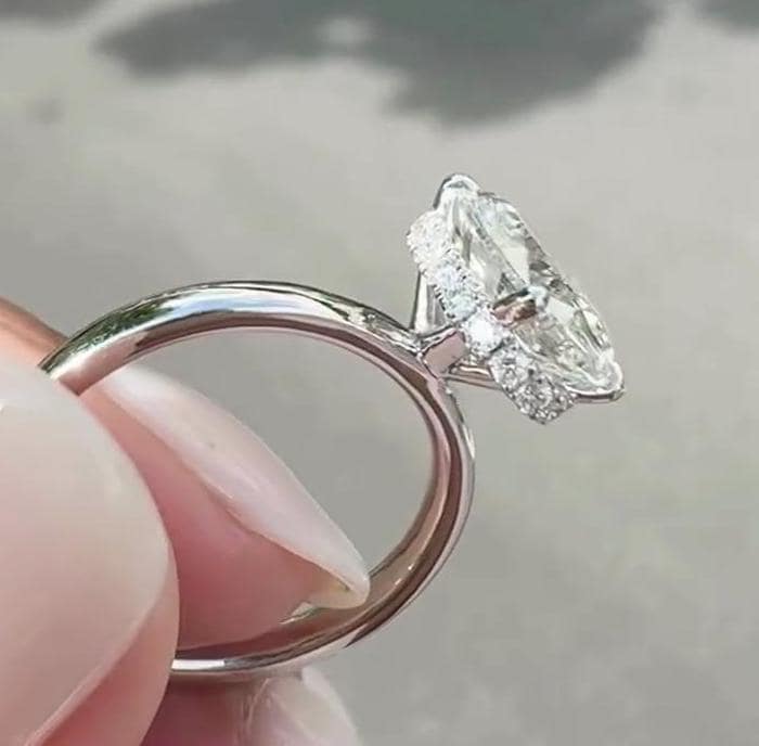 Oval 2.20tcw Lab Grown Diamond Hidden Halo Engagement Ring, D-E-F Color, VVS-VS Clarity
