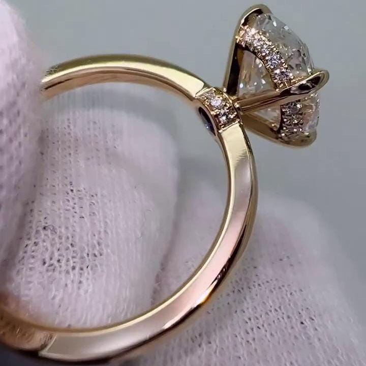 Oval 2.70tcw Lab Grown Diamond Hidden Halo Engagement Ring, D-E-F Color, VVS-VS Clarity - IGI Certified