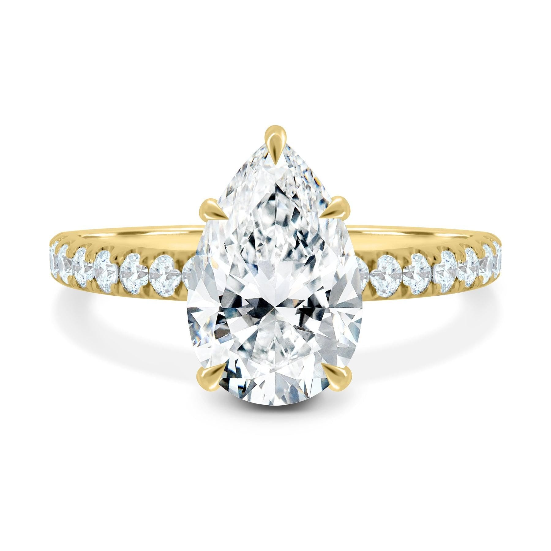 Pear 3.30ct Lab Grown Diamond Hidden Halo ring Engagement ring, D-E-F color, VVS-VS Clarity - IGI Certificate