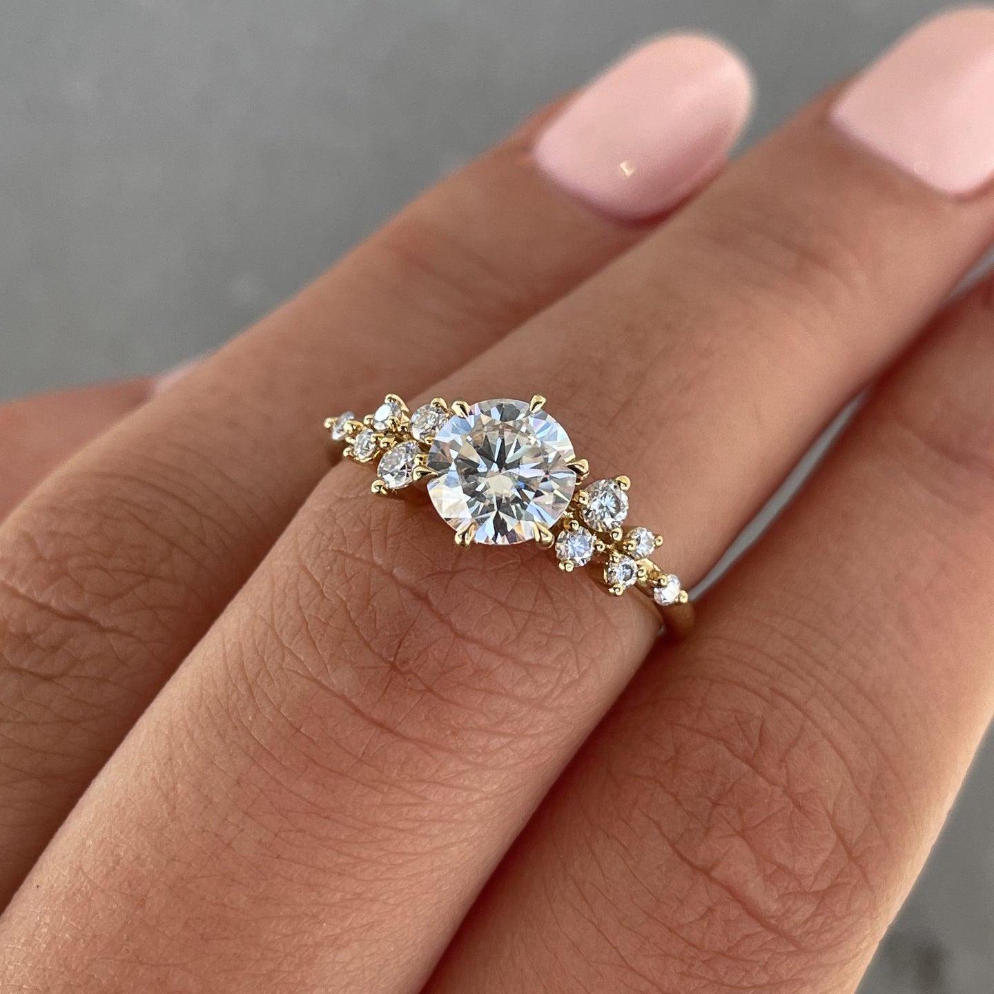 Round 2.20tcw Lab Grown Diamond Three Stone Diamond Solitaire Engagement ring, D-E-F Color, VVS-VS Clarity
