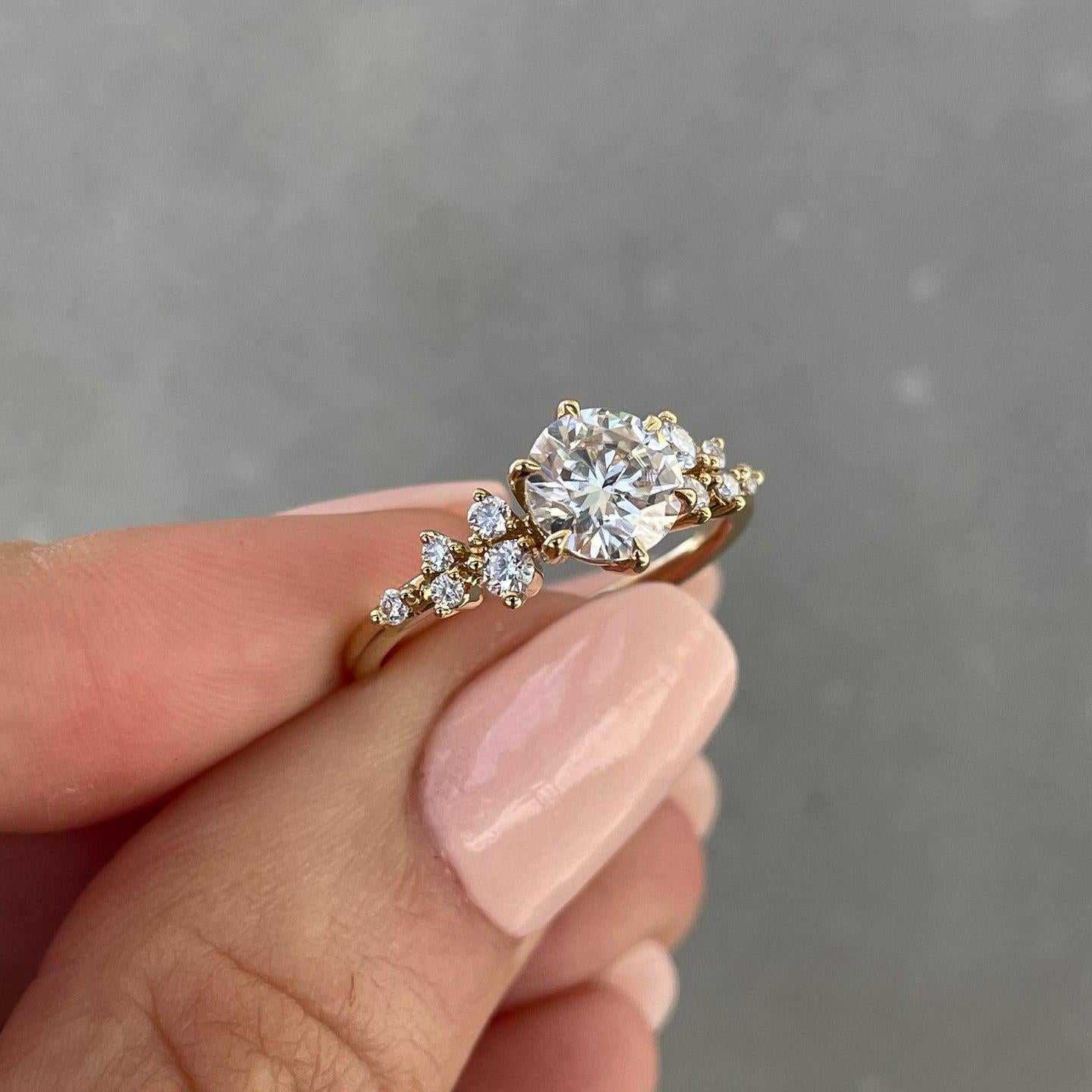 Round 2.20tcw Lab Grown Diamond Three Stone Diamond Solitaire Engagement ring, D-E-F Color, VVS-VS Clarity